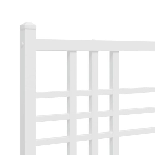 vidaXL Metal Bed Frame with Headboard White 59.1"x78.7" - Image 7