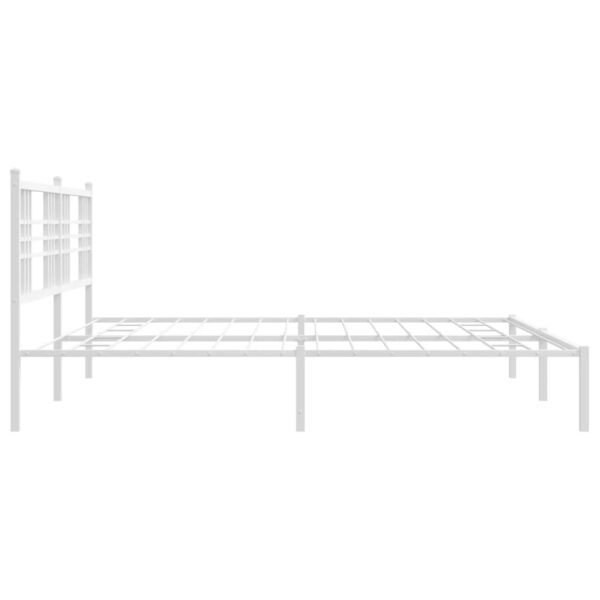 vidaXL Metal Bed Frame with Headboard White 76"x79.9" King - Image 5