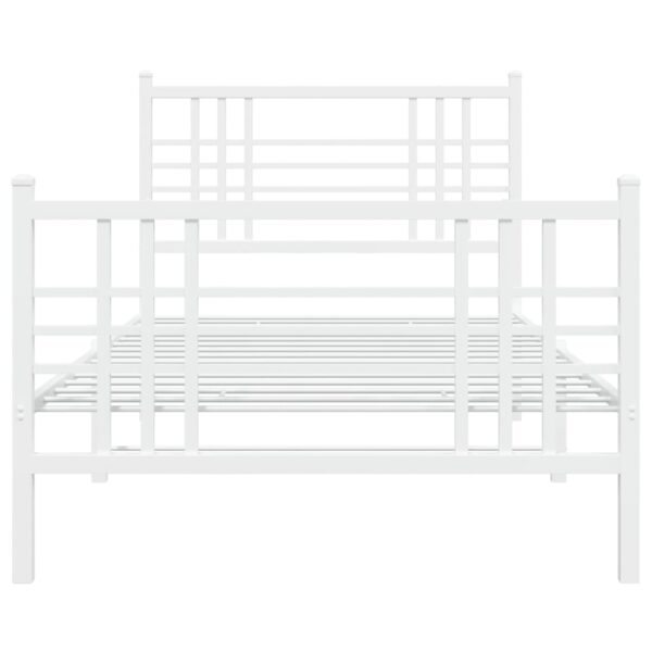 vidaXL Metal Bed Frame with Headboard and Footboard White 39.4"x78.7" - Image 4