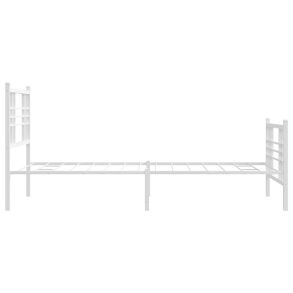 vidaXL Metal Bed Frame with Headboard and Footboard White 39.4"x78.7" - Image 5