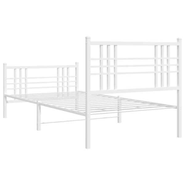 vidaXL Metal Bed Frame with Headboard and Footboard White 39.4"x78.7" - Image 6