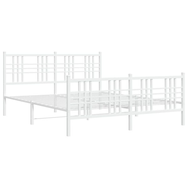 vidaXL Metal Bed Frame with Headboard and Footboard White 59.1"x78.7" - Image 2