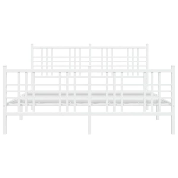 vidaXL Metal Bed Frame with Headboard and Footboard White 59.1"x78.7" - Image 4