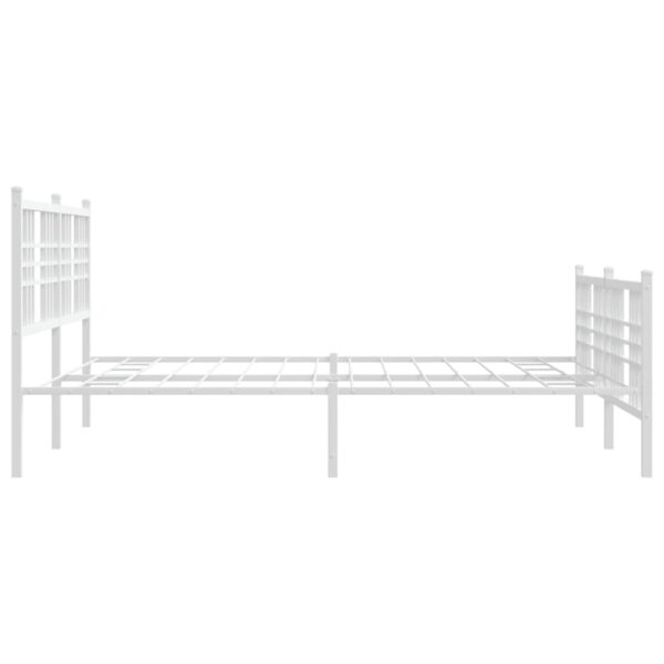 vidaXL Metal Bed Frame with Headboard and Footboard White 59.1"x78.7" - Image 5