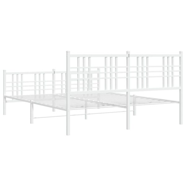 vidaXL Metal Bed Frame with Headboard and Footboard White 59.1"x78.7" - Image 6