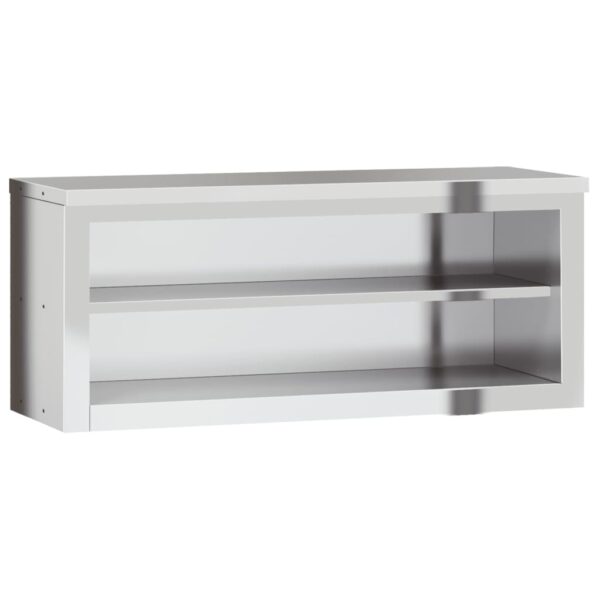 vidaXL Kitchen Wall Cabinet with Shelf Stainless Steel - Image 2