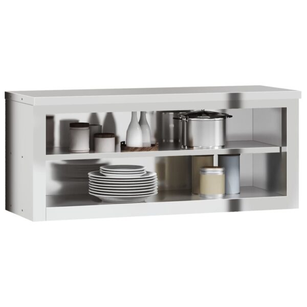 vidaXL Kitchen Wall Cabinet with Shelf Stainless Steel - Image 4