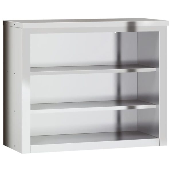 vidaXL Kitchen Wall Cabinet with Shelves Stainless Steel - Image 2