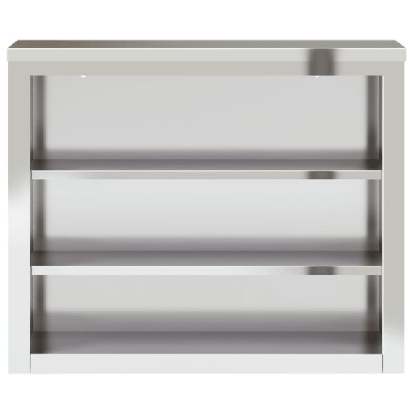 vidaXL Kitchen Wall Cabinet with Shelves Stainless Steel - Image 5