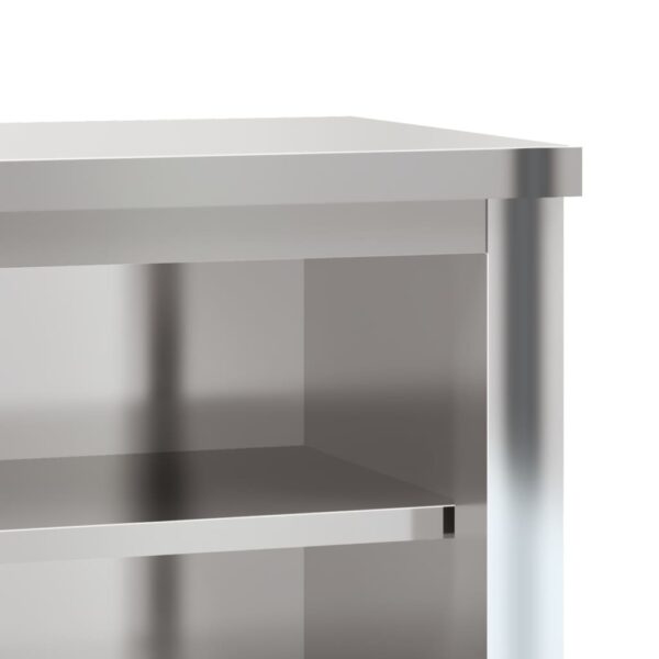 vidaXL Kitchen Wall Cabinet with Shelves Stainless Steel - Image 8