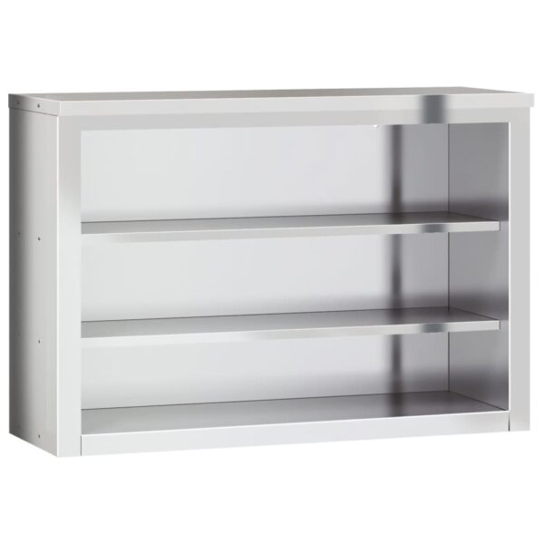 vidaXL Kitchen Wall Cabinet with Shelves Stainless Steel - Image 2