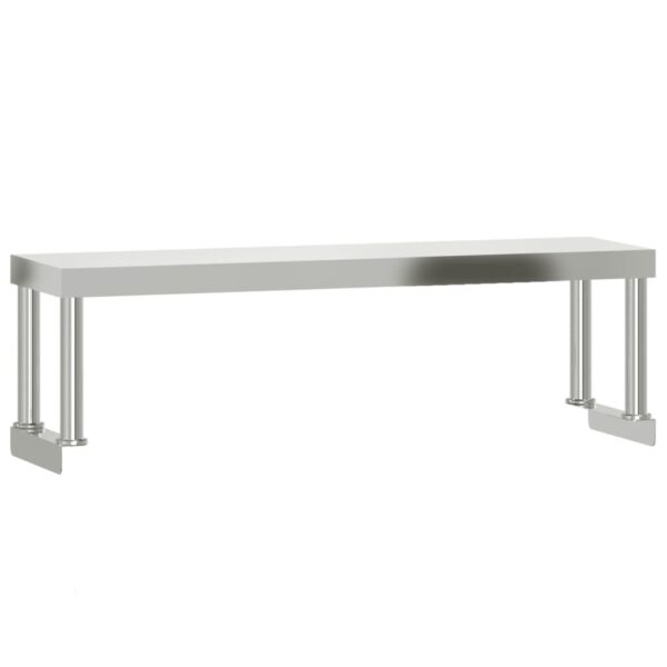 vidaXL Work Table Overshelf 43.3"x11.8"x13.8" Stainless Steel - Image 2