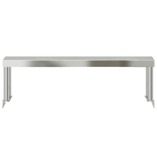 vidaXL Work Table Overshelf 43.3"x11.8"x13.8" Stainless Steel - Image 5