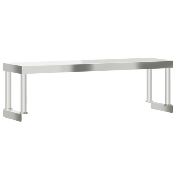 vidaXL Work Table Overshelf 43.3"x11.8"x13.8" Stainless Steel - Image 7