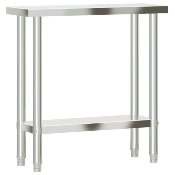 vidaXL Kitchen Work Table 32.5"x11.8"x33.5" Stainless Steel - Image 7