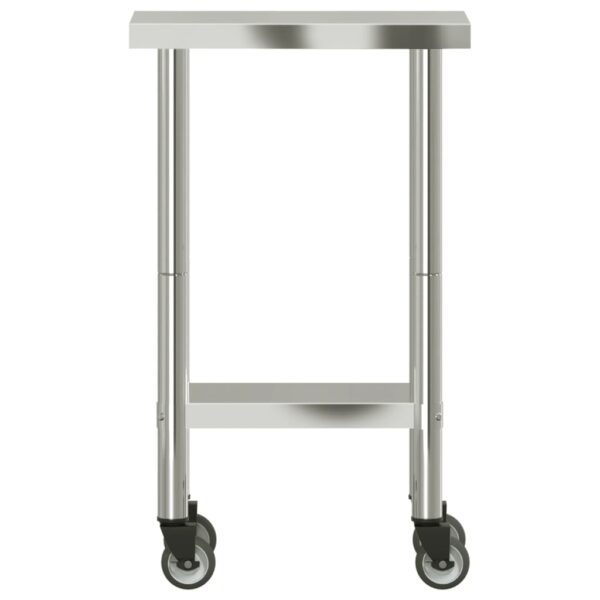 vidaXL Kitchen Work Table with Wheels 21.7"x11.8"x33.5" Stainless Steel - Image 5