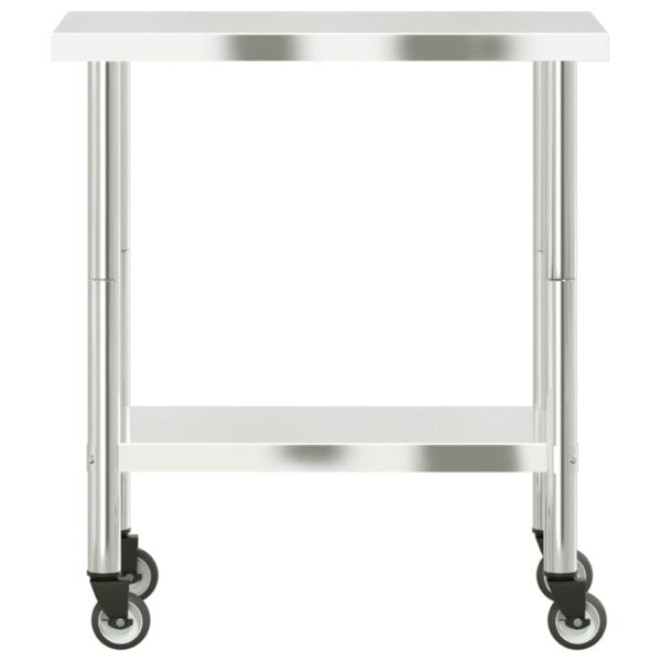 vidaXL Kitchen Work Table with Wheels 32.5"x21.7"x33.5" Stainless Steel - Image 5