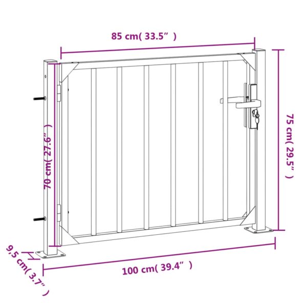 vidaXL Garden Gate 39.4"x29.5" Stainless Steel - Image 8