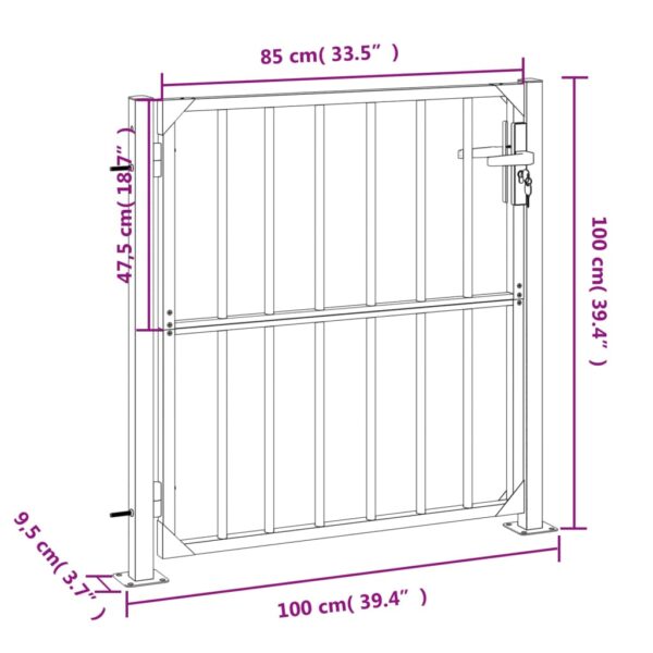 vidaXL Garden Gate 39.4"x39.4" Stainless Steel - Image 8