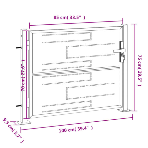 vidaXL Garden Gate 39.4"x29.5" Stainless Steel - Image 8