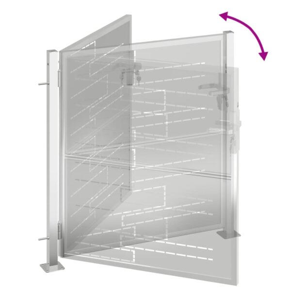 vidaXL Garden Gate 39.4"x39.4" Stainless Steel - Image 6