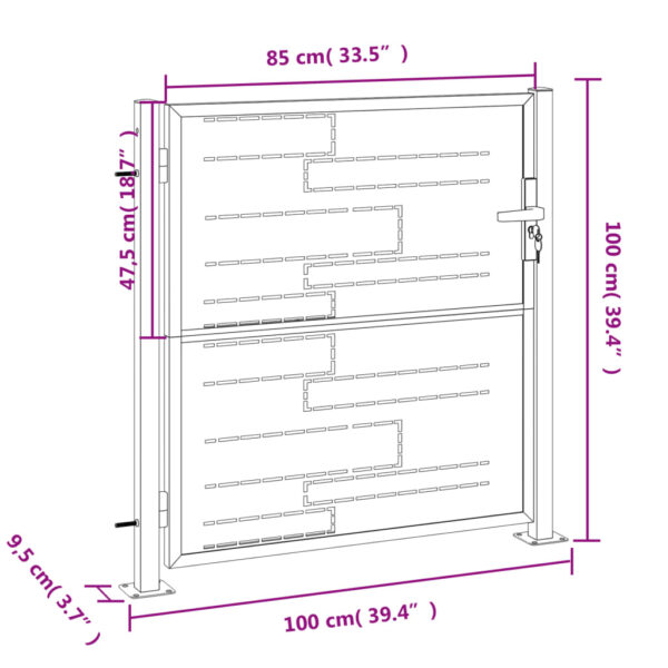 vidaXL Garden Gate 39.4"x39.4" Stainless Steel - Image 8