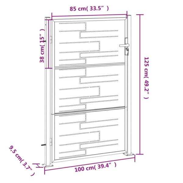 vidaXL Garden Gate 39.4"x49.2" Stainless Steel - Image 8