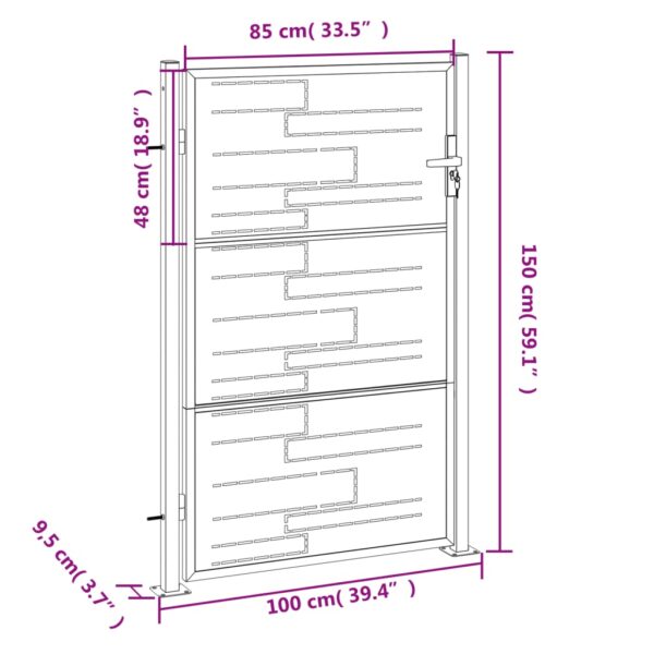 vidaXL Garden Gate 39.4"x59.1" Stainless Steel - Image 8