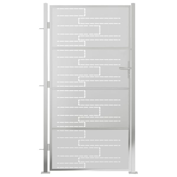 vidaXL Garden Gate 39.4"x78.7" Stainless Steel - Image 3