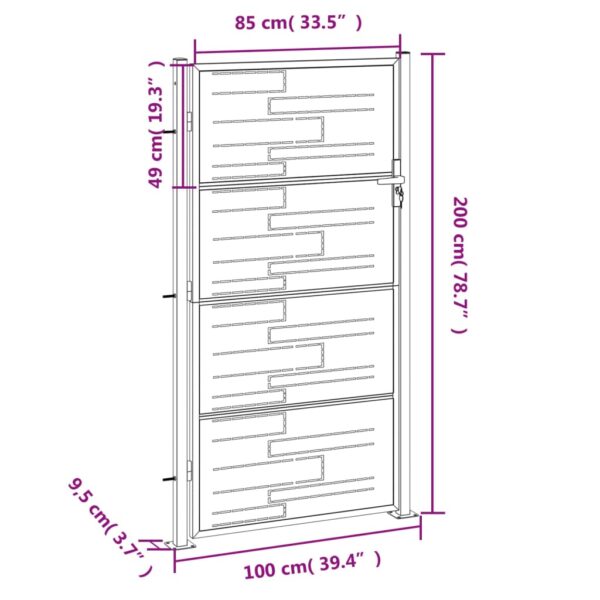 vidaXL Garden Gate 39.4"x78.7" Stainless Steel - Image 8