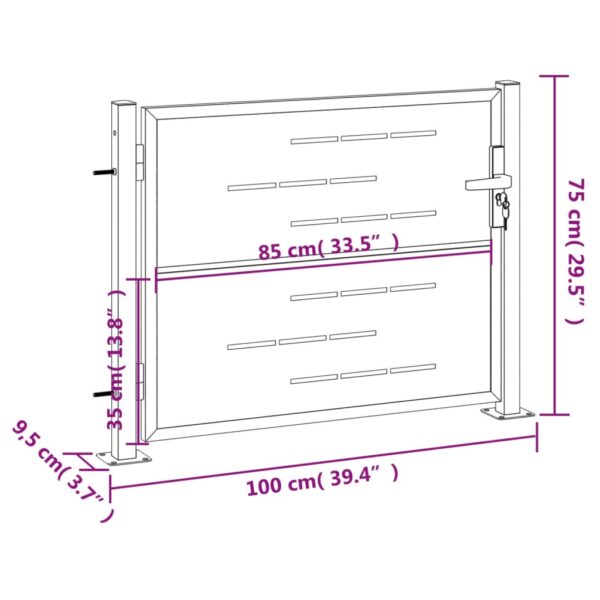 vidaXL Garden Gate 39.4"x29.5" Stainless Steel - Image 8