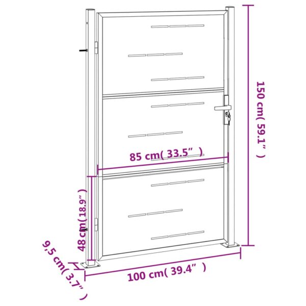 vidaXL Garden Gate 39.4"x59.1" Stainless Steel - Image 8