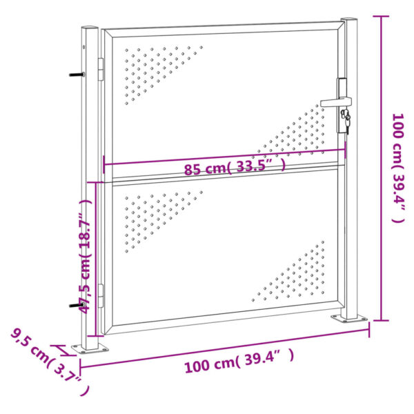 vidaXL Garden Gate 39.4"x39.4" Stainless Steel - Image 8