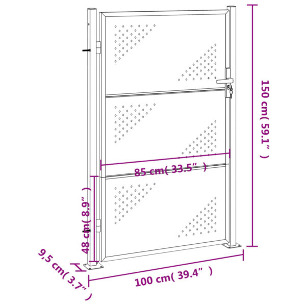 vidaXL Garden Gate 39.4"x59.1" Stainless Steel - Image 8