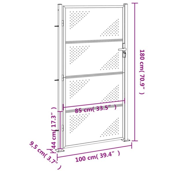 vidaXL Garden Gate 39.4"x70.9" Stainless Steel - Image 8