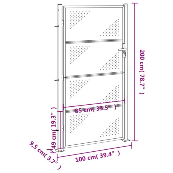 vidaXL Garden Gate 39.4"x78.7" Stainless Steel - Image 8