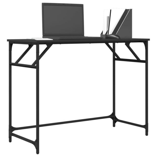 vidaXL Desk Black 39.4"x17.7"x29.9" Engineered Wood and Powder-coated Steel - Image 4