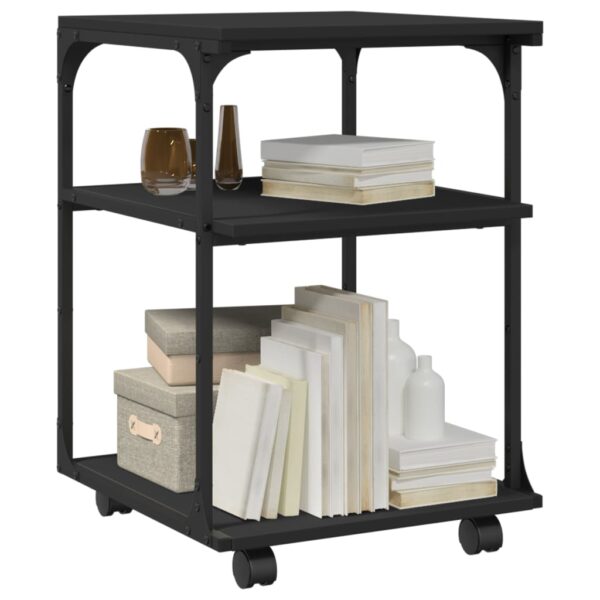 vidaXL Printer Stand 3-Tier Black 16.9"x18.9"x25.2" Engineered Wood - Image 5