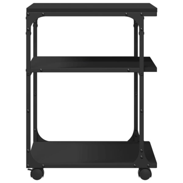 vidaXL Printer Stand 3-Tier Black 16.9"x18.9"x25.2" Engineered Wood - Image 8