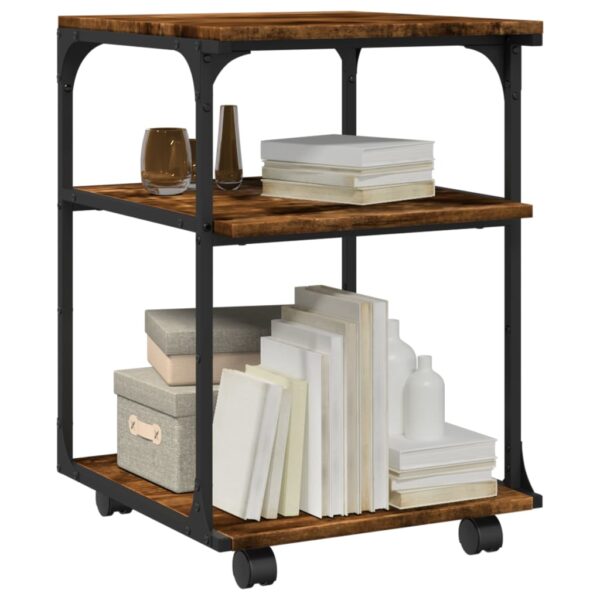 vidaXL Printer Stand 3-Tier Smoked Oak 16.9"x18.9"x25.2" Engineered Wood - Image 5