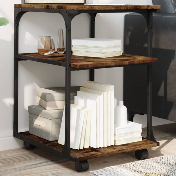 vidaXL Printer Stand 3-Tier Smoked Oak 16.9"x18.9"x25.2" Engineered Wood