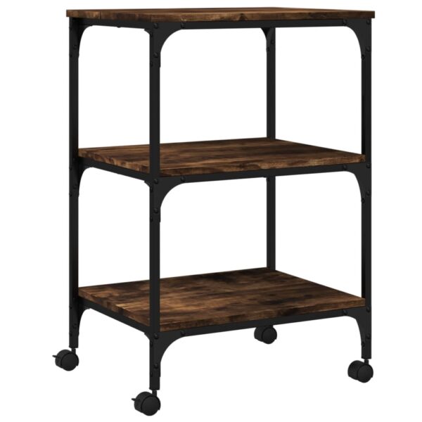 vidaXL Printer Stand 3-Tier Smoked Oak 19.7"x16.1"x29.5" Engineered Wood - Image 2