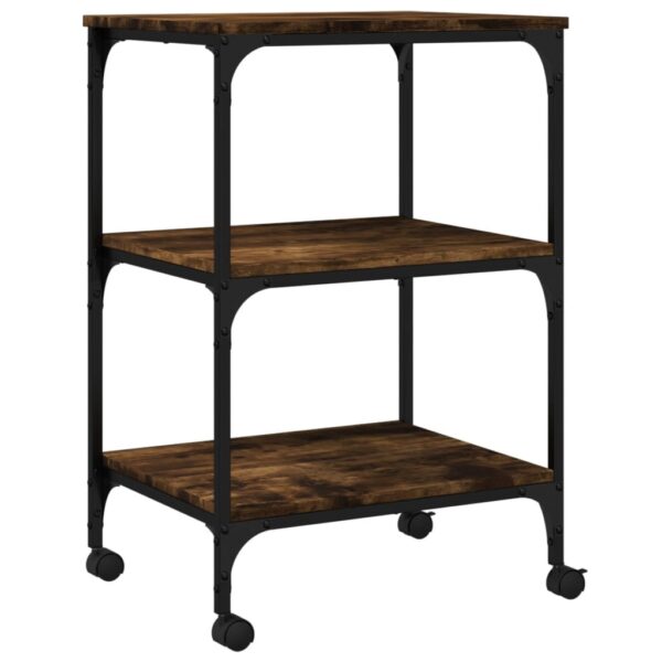 vidaXL Printer Stand 3-Tier Smoked Oak 19.7"x16.1"x29.5" Engineered Wood - Image 9