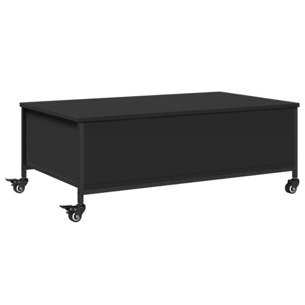 vidaXLÂ CoffeeÂ TableÂ withÂ WheelsÂ BlackÂ 35.8"x21.7"x13.4"Â EngineeredÂ Wood - Image 2