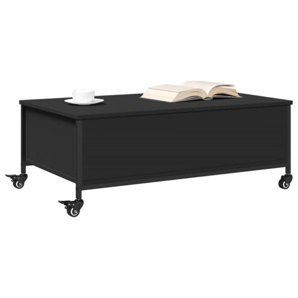 vidaXLÂ CoffeeÂ TableÂ withÂ WheelsÂ BlackÂ 35.8"x21.7"x13.4"Â EngineeredÂ Wood - Image 4