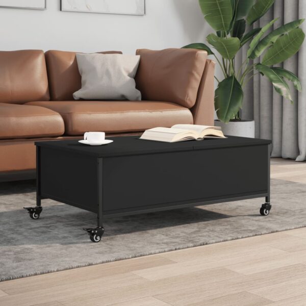 vidaXLÂ CoffeeÂ TableÂ withÂ WheelsÂ BlackÂ 35.8"x21.7"x13.4"Â EngineeredÂ Wood