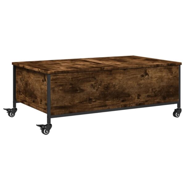 vidaXL Coffee Table withÂ Wheels Smoked Oak 35.8"x21.7"x13.4" EngineeredÂ Wood - Image 2