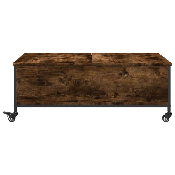 vidaXL Coffee Table withÂ Wheels Smoked Oak 35.8"x21.7"x13.4" EngineeredÂ Wood - Image 6