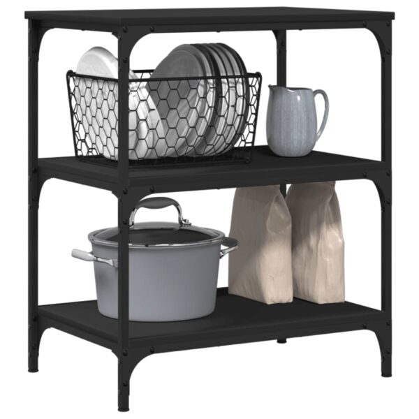 vidaXL Kitchen Trolley Black 23.6"x16.1"x29.9" Engineered Wood - Image 5