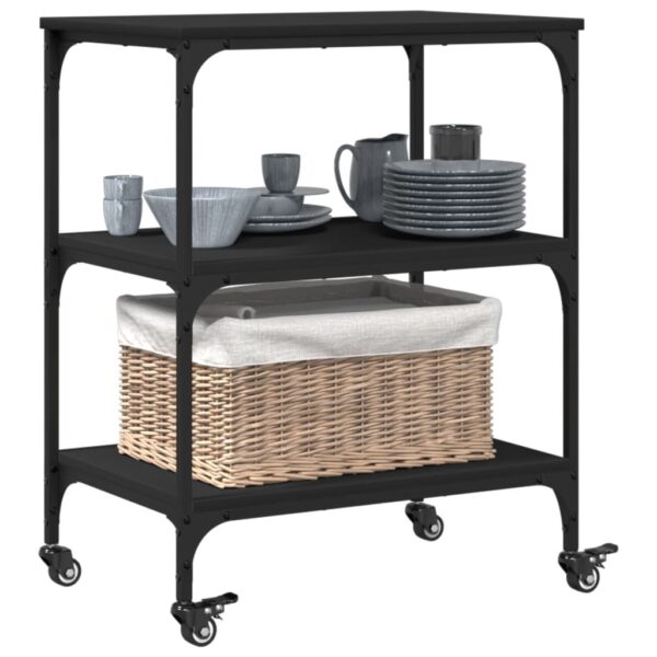 vidaXL Kitchen Trolley Black 23.6"x16.1"x29.9" Engineered Wood - Image 6